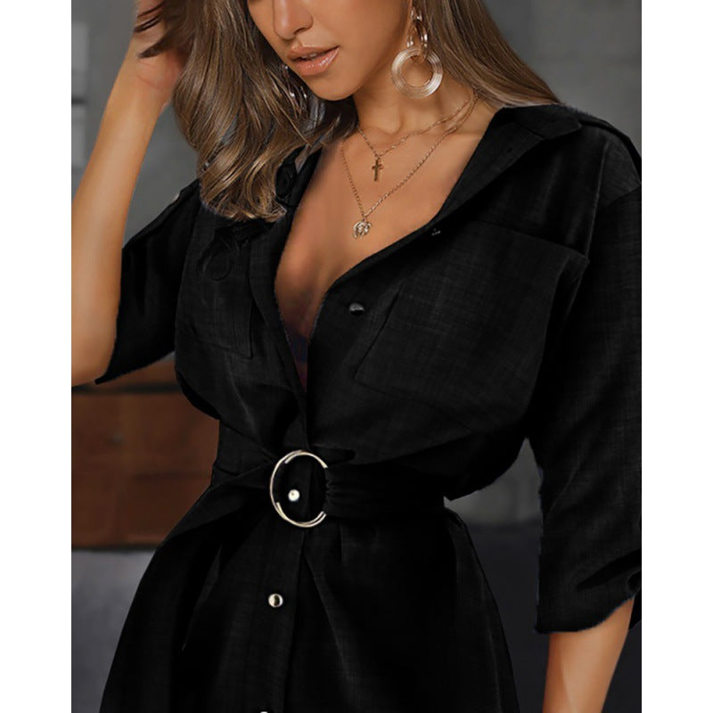 buttoned down long sleeve shirt dress