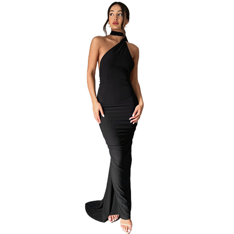 Shoulder Backless Maxi Dress Women Gown Summer Back Strap Sleeveless