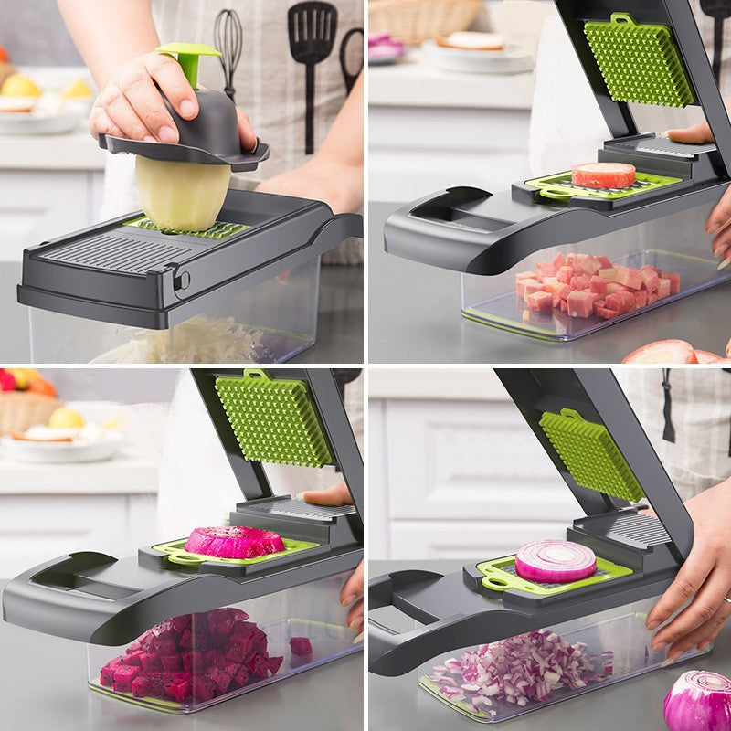 Multi-function vegetable and fruit dicer shredder grater slicer