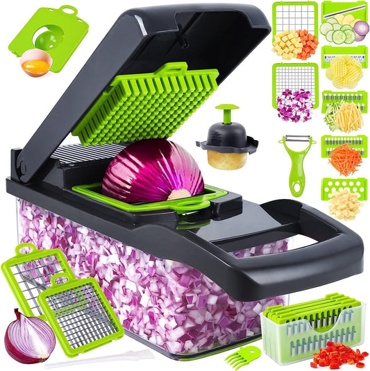 Multi-function vegetable and fruit dicer shredder grater slicer