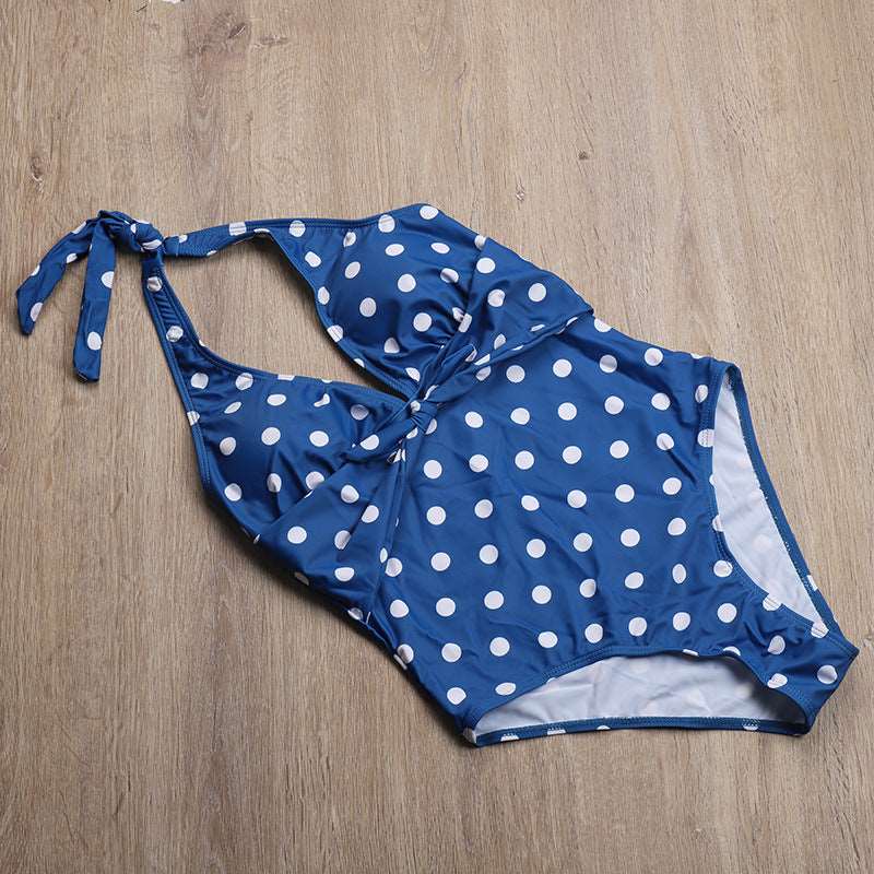 Polka dot printed one-piece swimsuit