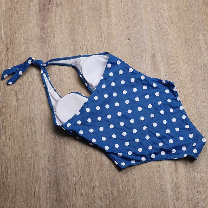 Polka dot printed one-piece swimsuit