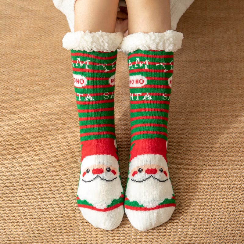 Women Christmas Socks, Knitting Cartoon Plush Floor Winter Socks Female Gift Knitting Wear