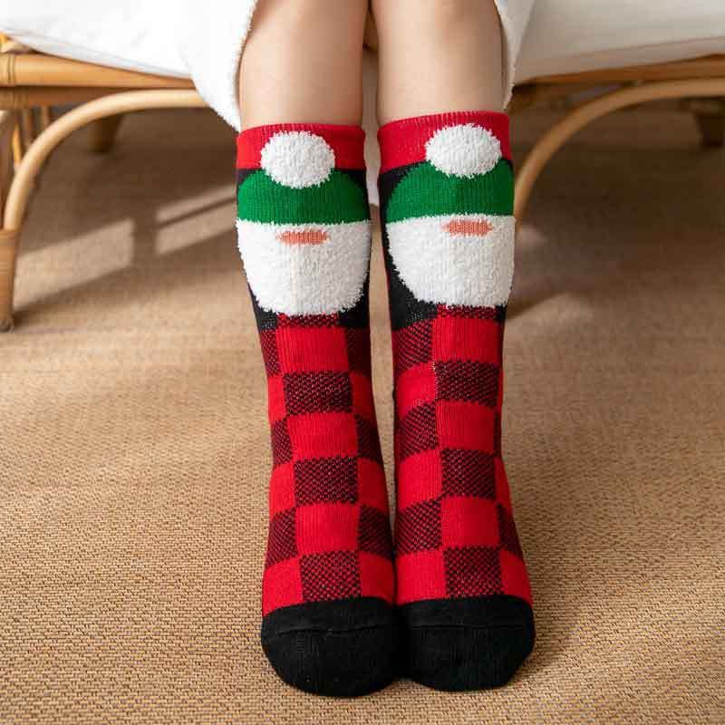 Women Christmas Socks, Knitting Cartoon Plush Floor Winter Socks Female Gift Knitting Wear