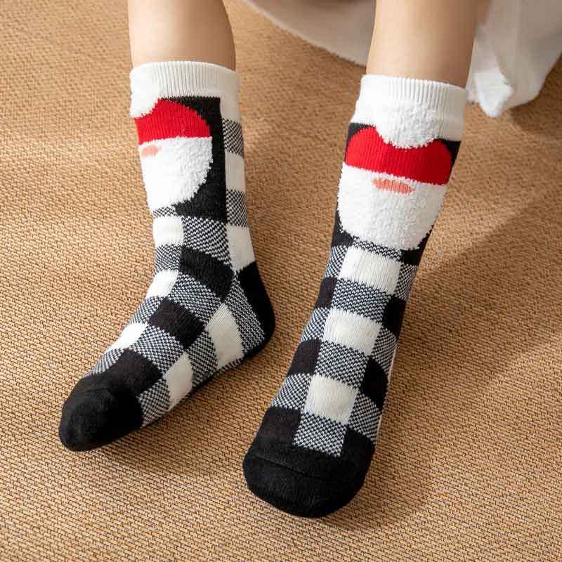 Women Christmas Socks, Knitting Cartoon Plush Floor Winter Socks Female Gift Knitting Wear