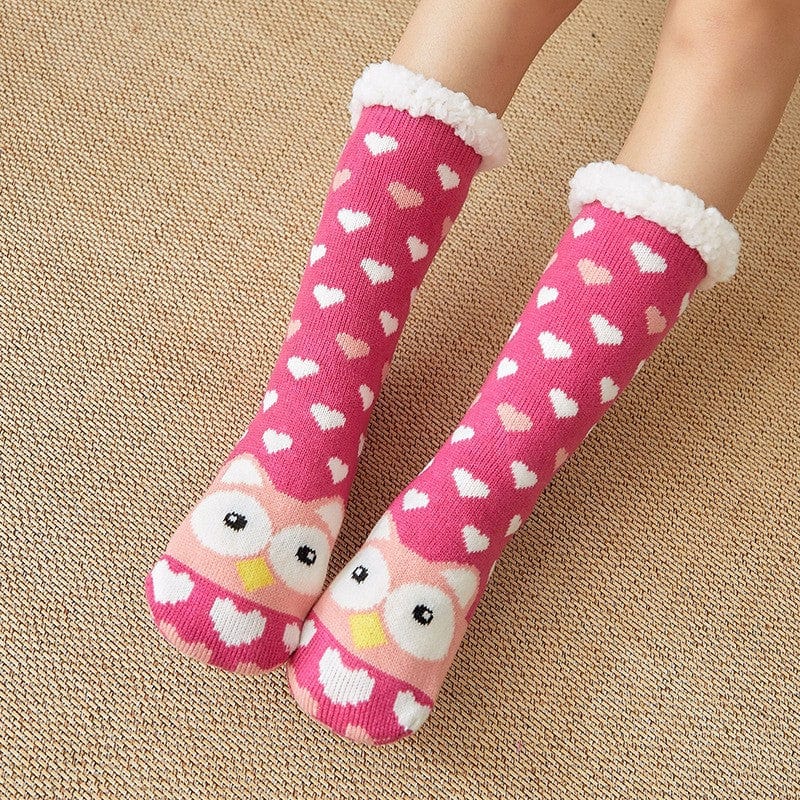 Women Christmas Socks, Knitting Cartoon Plush Floor Winter Socks Female Gift Knitting Wear