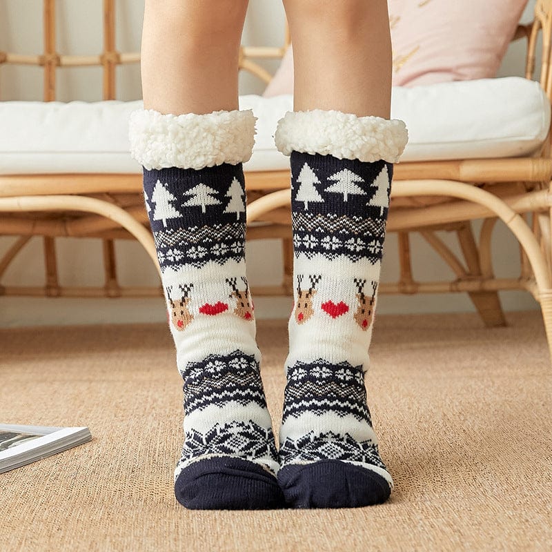 Women Christmas Socks, Knitting Cartoon Plush Floor Winter Socks Female Gift Knitting Wear