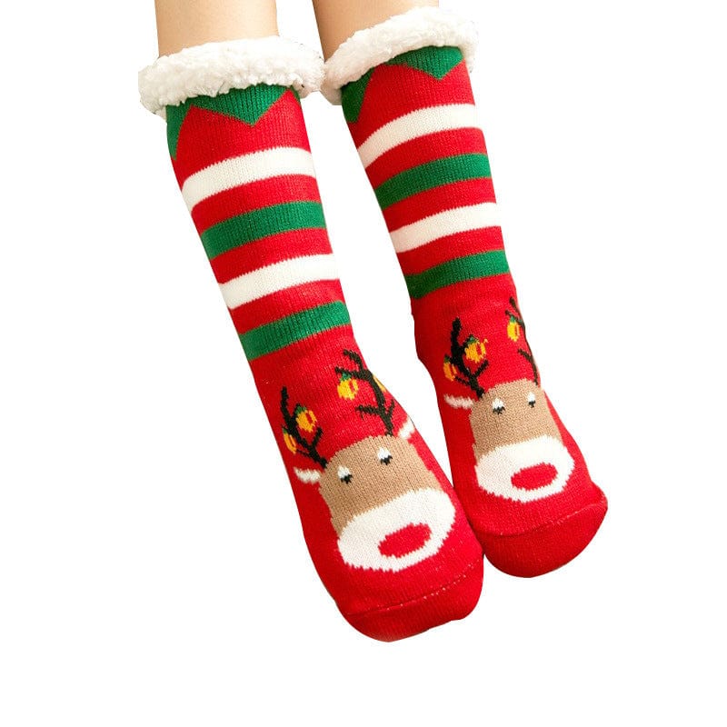 Women Christmas Socks, Knitting Cartoon Plush Floor Winter Socks Female Gift Knitting Wear