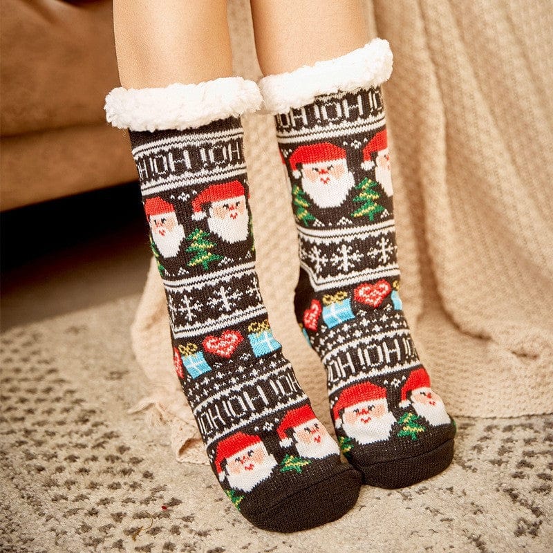 Women Christmas Socks, Knitting Cartoon Plush Floor Winter Socks Female Gift Knitting Wear