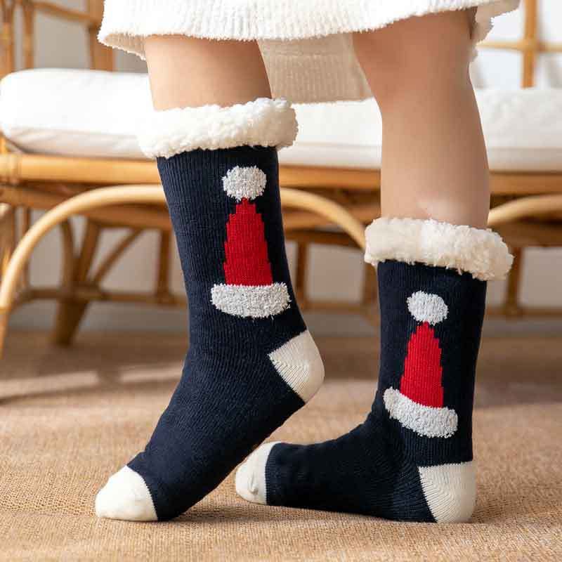 Women Christmas Socks, Knitting Cartoon Plush Floor Winter Socks Female Gift Knitting Wear