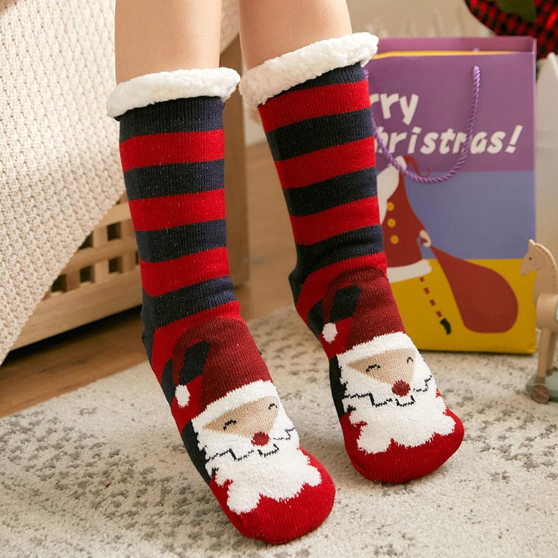 Women Christmas Socks, Knitting Cartoon Plush Floor Winter Socks Female Gift Knitting Wear