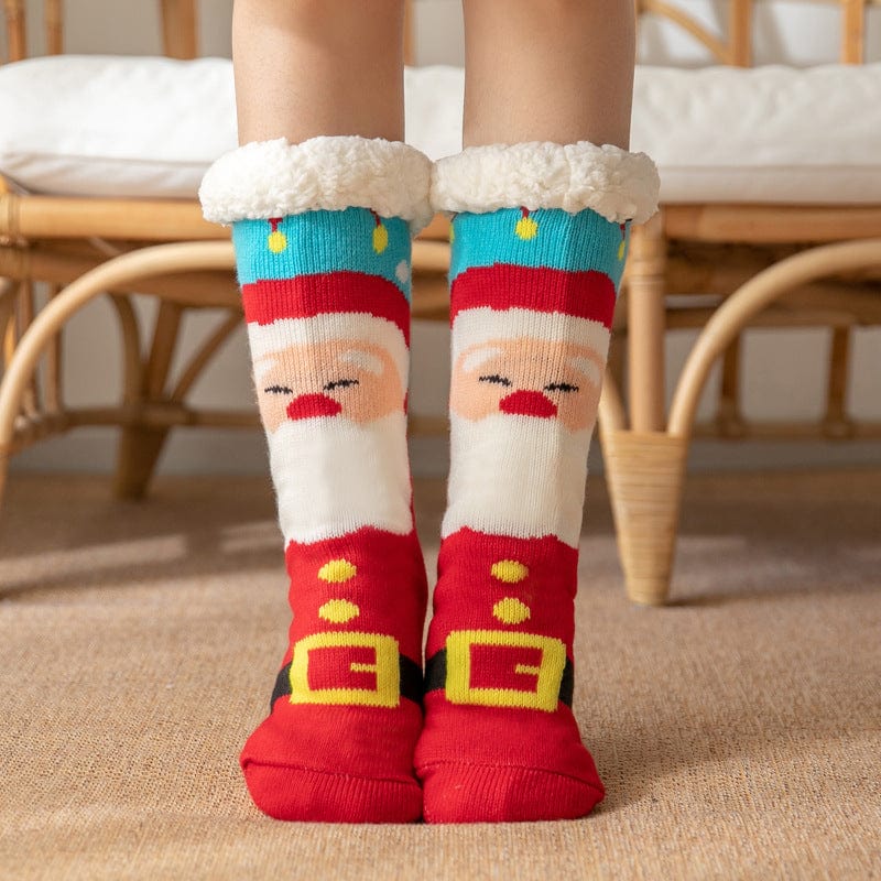 Women Christmas Socks, Knitting Cartoon Plush Floor Winter Socks Female Gift Knitting Wear