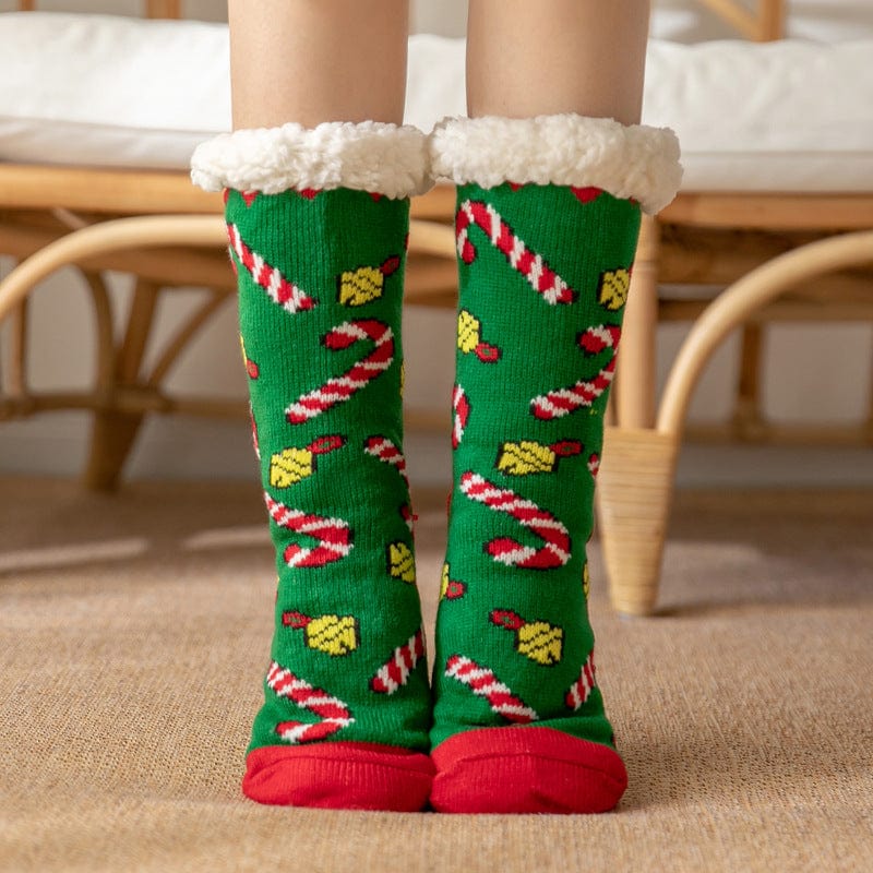 Women Christmas Socks, Knitting Cartoon Plush Floor Winter Socks Female Gift Knitting Wear