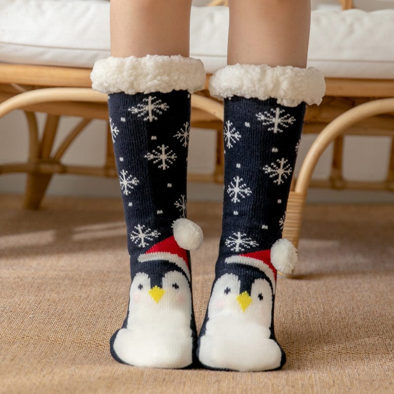 Women Christmas Socks, Knitting Cartoon Plush Floor Winter Socks Female Gift Knitting Wear