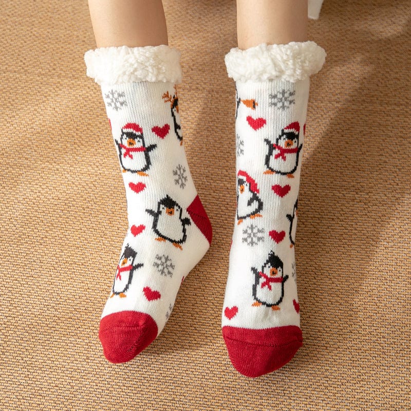 Women Christmas Socks, Knitting Cartoon Plush Floor Winter Socks Female Gift Knitting Wear