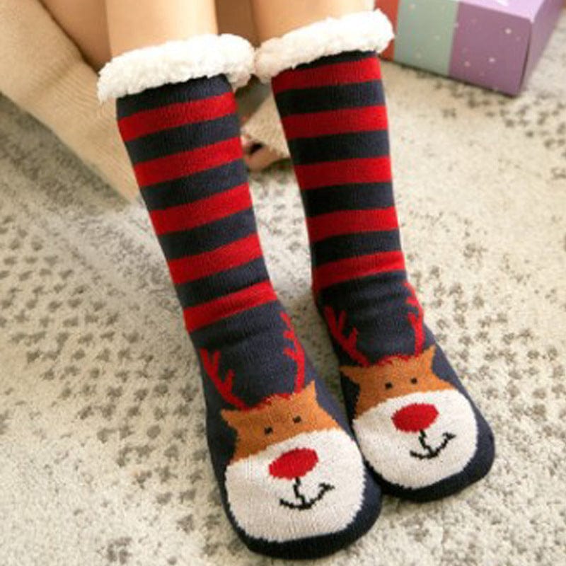 Women Christmas Socks, Knitting Cartoon Plush Floor Winter Socks Female Gift Knitting Wear