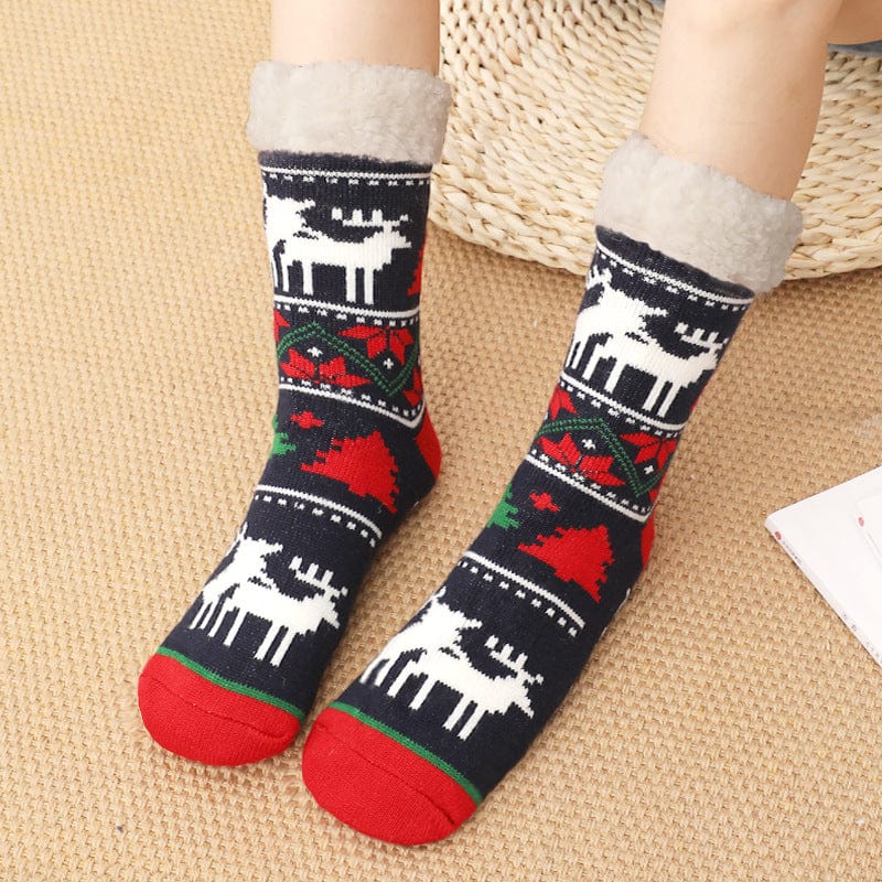 Women Christmas Socks, Knitting Cartoon Plush Floor Winter Socks Female Gift Knitting Wear