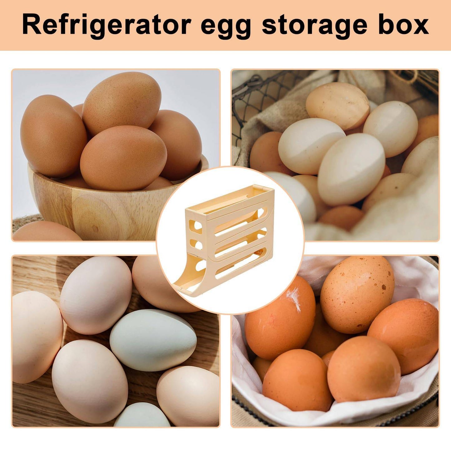 Egg Holder For Fridge - Auto Rolling Fridge Egg Organizer, Egg Dispenser Holder