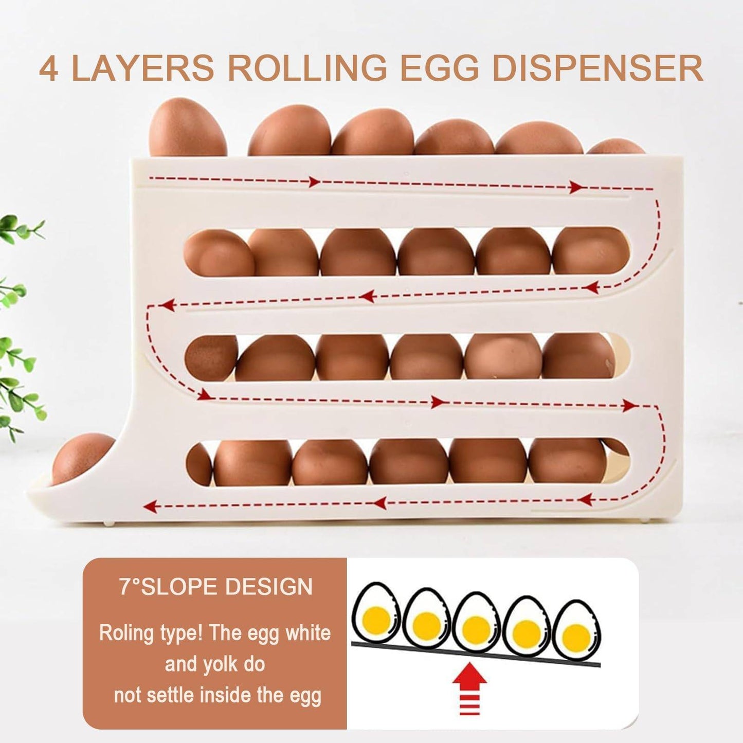 Egg Holder For Fridge - Auto Rolling Fridge Egg Organizer, Egg Dispenser Holder