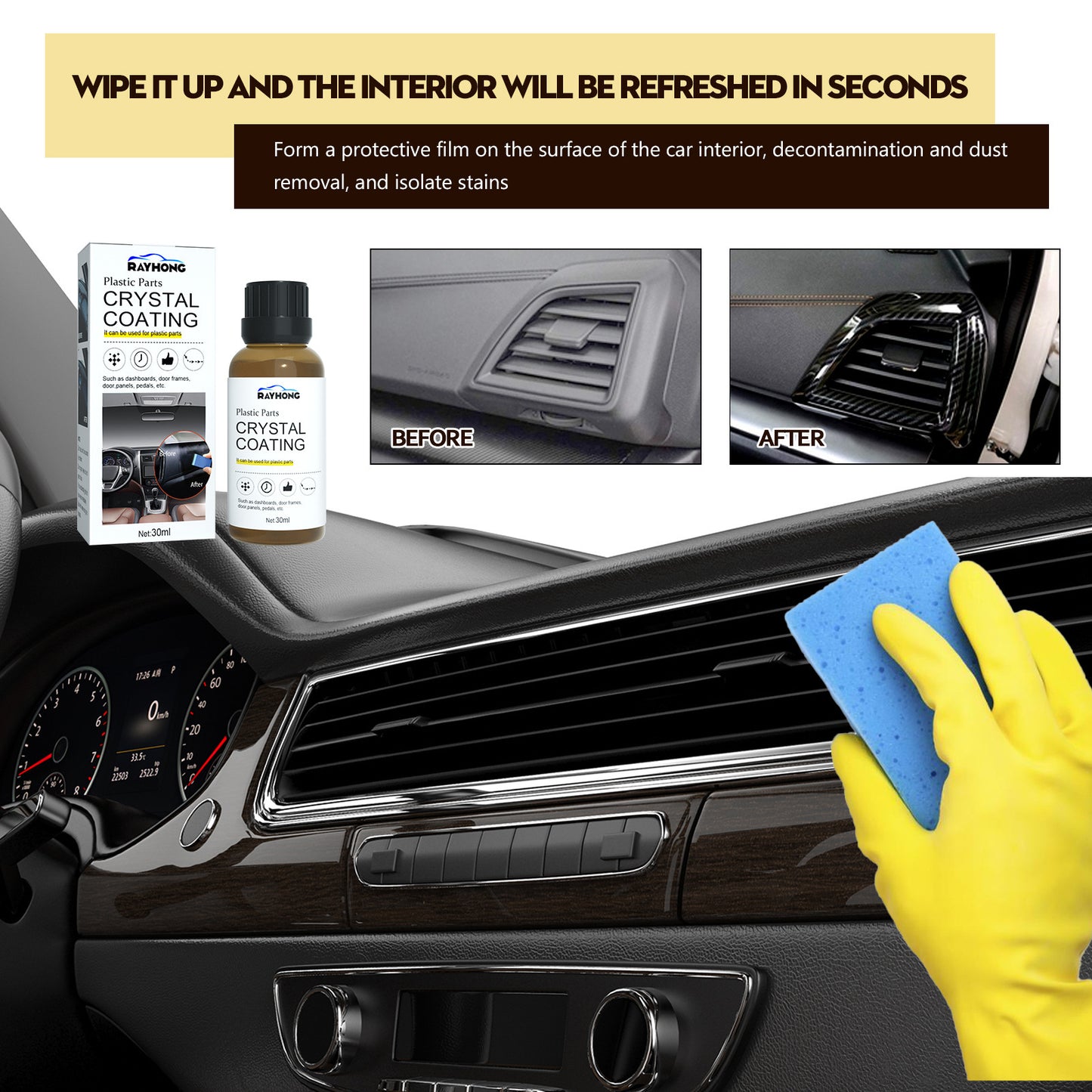 Plastic Refurbishment Coating Car Interior Cleaning Dust Varnish Maintenance